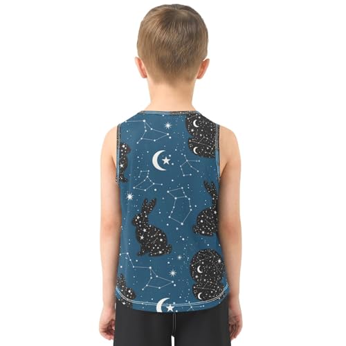 J JOYSAY Cartoon Rabbit Galaxy Blue Boys Tank Top Sleeveless Muscle Shirts Quick Dry Sport Active Workout Kids T-Shirts 3-15T3