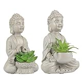 Buddha Succulents Artificial Decoration Zen Decor Cement Buddha Statue Office/Home Decor 2 PCS Gold