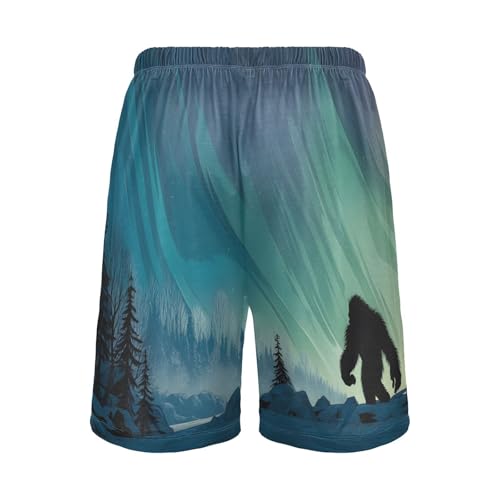 Mens Sleep Shorts Winter Sasquatch, Elastic Pajama Pants Sleepwear with Pockets S2
