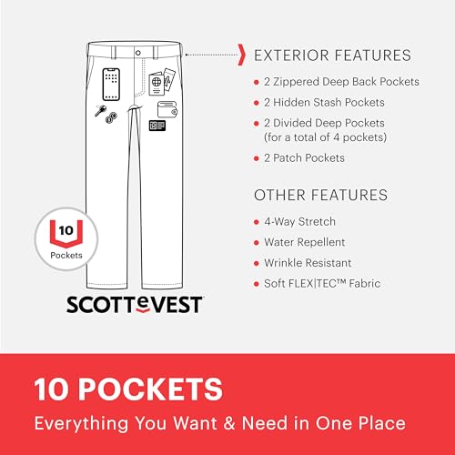 SCOTTeVEST Covert Cargo Chino Pant for Men - 10 Hidden Pockets - Water Repellent for Travel & More2