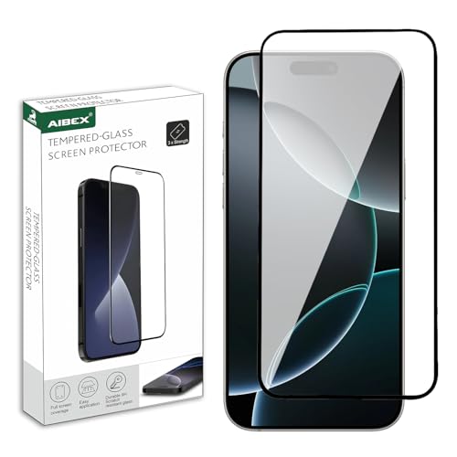 Image of AIBEX Tempered Glass for Apple iPhone 16 Pro Max | 9H Hardness | Anti-Glare & Anti-Fingerprint | Water Resistant | Edge-to-Edge Full Screen Protector | Bubble-Free Installation