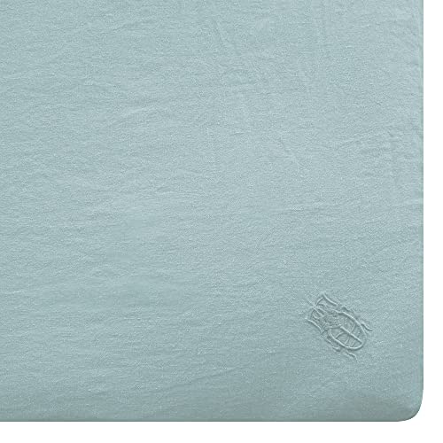 Zoeppritz Stay 628100-515-140 x 200 cm - 515 Water - Sábana Bajera Suave de Lino 100 % - Color Azul Claro de 140 x 200 x 20 cm Cover