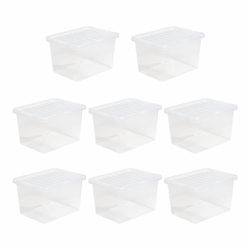 M1ss Crystal/Black Lid 25L Litre Clear Plastic Storage Box With Lids Home Office Stackable Nestable Container Made In U.k (8)