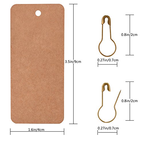 200Pcs Price Tags With Pre Cut Jute String And Safety Pins,Loomy Blank Brown Paper Tags For Retail And Display #TOP3