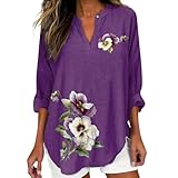 top estivi da donna 2024 camicie per la consapevolezza dell'alzheimers con scollo a v plus size camicie floreali oversize t-shirt in misto cotone comfort, a2-viola., s