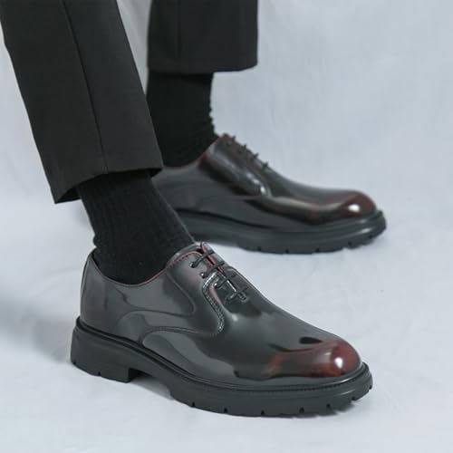 Men's Leather Dress Platform Oxford Shoes Classic Round Toe Lace Up Comfort Non Slip Casual Derby Shoes for Business Office Wedding4