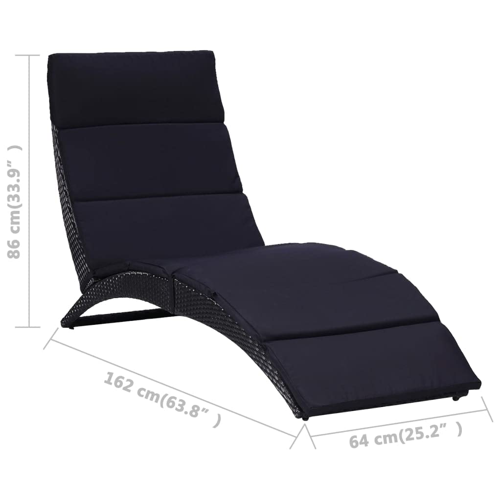 Tomostar Bain de Soleil, Chaise Longue Jardin Extérieur Transat pour Piscine avec Coussin Résine tressée Noir