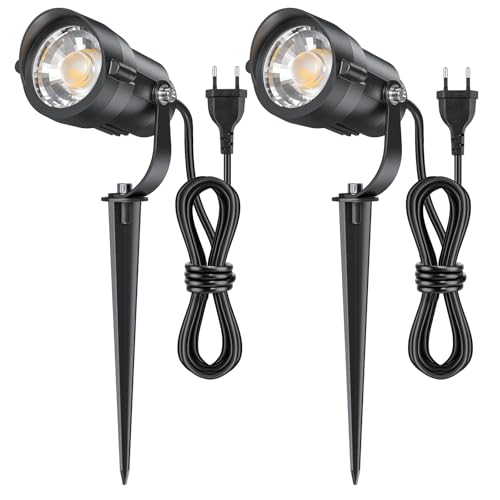 HIBOITEC 2 Stück Gartenbeleuchtung mit 1,5 m Kabel, 12 W...