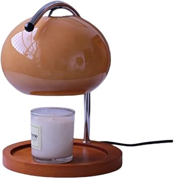 KCNN Vintage Glass Candle Heating Lamp Dimmable Aromatherapy Candle Lamp Bedside Table Lamp Study Office Home Brown