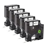 Molabel 5er-Pack kompatible Schriftbänder für Dymo D1 45013 S0720530 (12 mm x 7 m), Schwarz auf Weiß, geeignet für Dymo LabelManager 160, 200, 210D, 280, 360D, 420P, 450D.