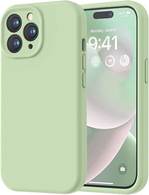 Image of DIZORO Compatible for iPhone 15 PRO Camera Protection Case 6.1, Slim Liquid Silicone Case 3 Layers Full Covered Soft Gel Rubber Phone Case Protective Cover 6.1 Inch - Matcha Green.
