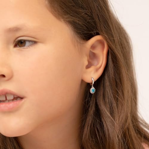 925 Sterling Silver Cubic Zirconia Dangle Hoop Flower Earrings for Girls & Teens - Sparkling CZ Floral Jewelry for Nature Loving Little Girls - Adorable Flower Dangle Earrings3