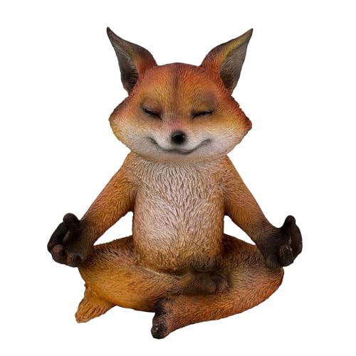 Gartenfiguren für draußen - Yoga Fuchs in Meditation - Deko Figuren für Garten, Terrasse und Balkon aus Kunstharz (Polyresin) - 15,5 cm groß, wetterfest