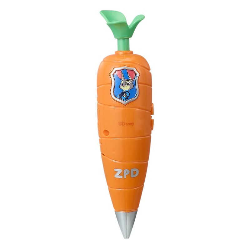MINISO Disney Zootopia Judy Hopps Officer Life Series Voice Recording Ballpoint Pen Carrot-Shaped 60-Second Audio Recorder with Clip mooth Black Ink Writing for Office School & Fans