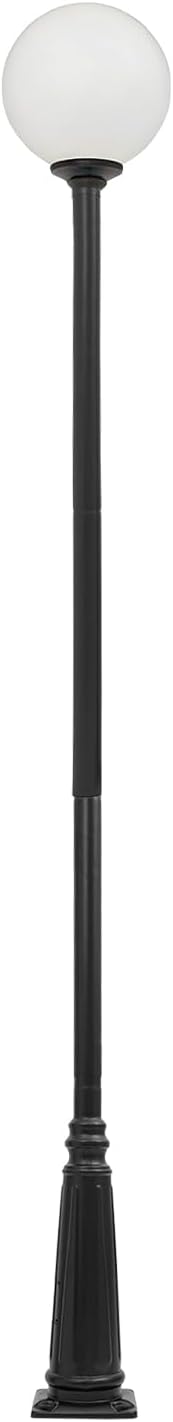 4-Section Outdoor Lamp Post 310cm/122.05" Height, Floorstanding Light Pole with Ground Cage and Top Globe, Metal Light Post for Lighting for Sidewalks, Driveways