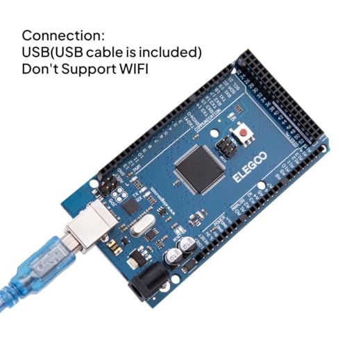 Image of ELEGOO MEGA R3 Board ATmega 2560, USB Cable Compatible with Arduino (Pack of 2)