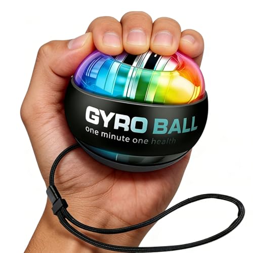 2026 New Curaball Torque Ball Curaball Hand Exerciser Gyro Ball with LED Lights and Portable Case Hand Gripper Strengthener Grip Strength Trainer for Strengthen Arms Bones and Muscles (black1)