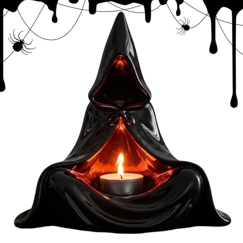Portavelas de Halloween, figura enmascarada, decoración para interiores, soporte para velas de té de Halloween para salón, mesita de noche, dormitorio, mesa de café, decoración de chimenea
