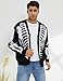 Yimoon Men's Skeleton Print Cardigan Sweaters Casual V Neck Button Down Open Front Sweater Coats(Black-M)