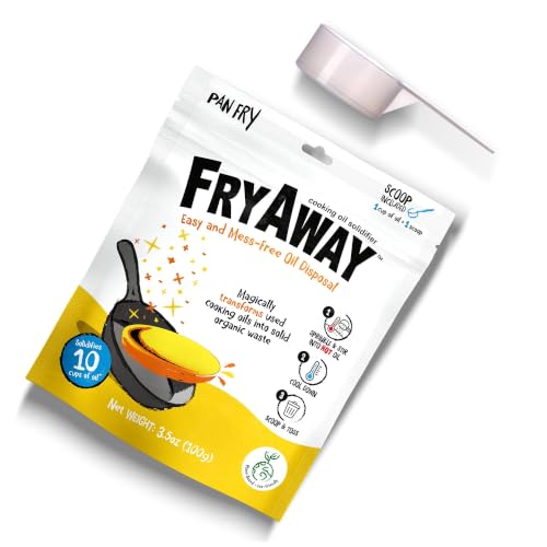 FryAway Polvo solidificante de aceite de cocina para freír, eliminación de aceite 100% vegetal, como se ve en Shark Tank, solidifica hasta 10 tazas (más de 2 litros), endurecedor de aceite graso fácil