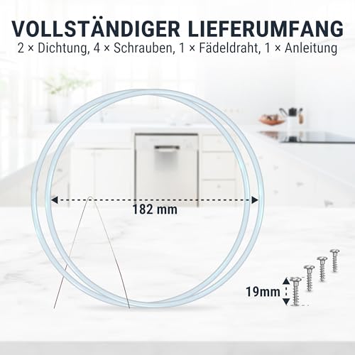 2 Stück Reparatursatz Pumpentopf Ø182mm für Spülmaschinen von Bosch, Siemens, Neff wie 12005744 Pumpensumpfdichtung Fehler E15 Pumpentopfdichtung