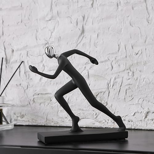 Estatua abstracta negra de atleta en resina moderna miniatura 6