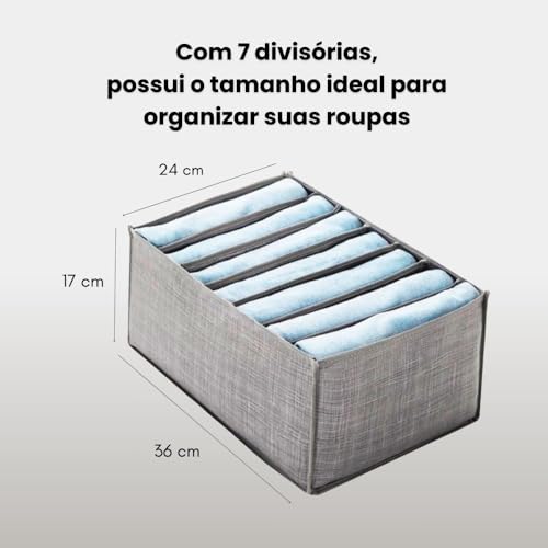 Kit 2 Organizadores de Roupa com 7 Divisórias Premium Organizador Dobrável Compartimentos Respirávei