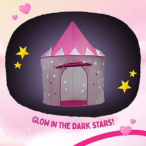 5-Piece Princess Castle Girls Pop Up Play Tent & Dress Up Costume Bundle - Playhouse Gift For Girls & Toddler For Indoor & Outdoor Use With Pink Fairy Tale Carrying Bag & Glow In The Dark Stars #TOP5