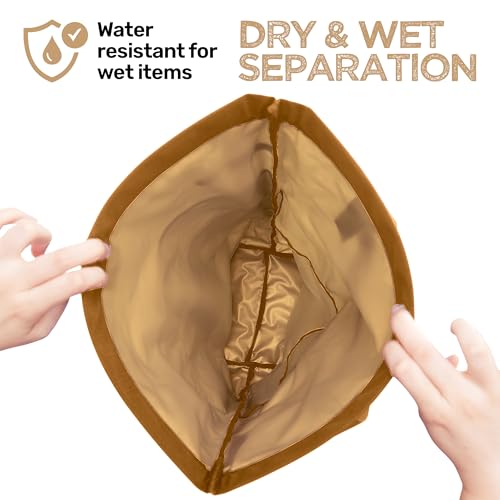 Image of Living in a Bubble Wet Dry Laundry Bag - Portable Waterproof Laundry Hamper for RV, Campervan & Travel - Foldable Clothes Organizer with Separate Wet & Dry Compartments