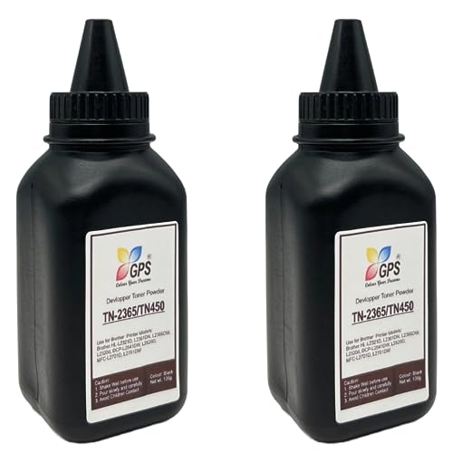 Image of GPS TN-2365 Toner Refill Powder Compatible for Brother HL-L2321D, DCP-L2541DW, DCP-L2520D, MFC-L2701DW, HL-L2361DN | Black | Pack of 2 (100g x 2) | Page Yield: 5,200 Pages Total