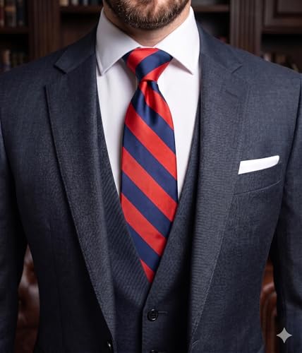 Image of NYFASHION101 Men's Classic Striped Necktie - Premium Woven Two-Tone Tie for Weddings, Graduation, Business & School Colors