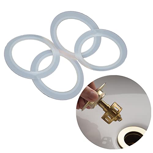 WUTUDMAI 4 Pcs O-Rings Bath Plug Seal Ring Sealing Gaskets Clear Rubber Pop Up Basin Waste Seal for Push-Type Pop Up Sink Drain Plug Metal Basin Plugs (34/43mm)