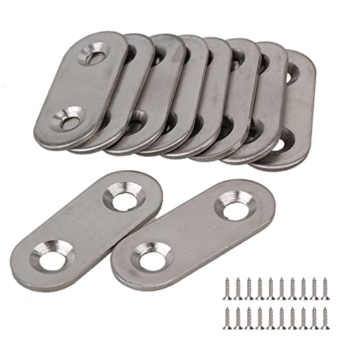 RDEXP 10pcs Stainless Steel Flat Corner Brace Brackets Mending Plates Repair Fixing Joining
