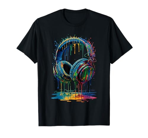 Gamer Headphones Paint Splash Music Lover DJ T-Shirt