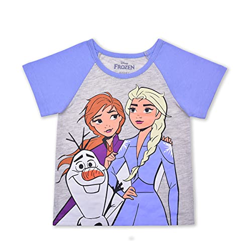 Disney Frozen Elsa, Anna And Olaf Girls’ T-Shirt And Short Set For Toddler And Little Kids – Purple/Gray #TOP1