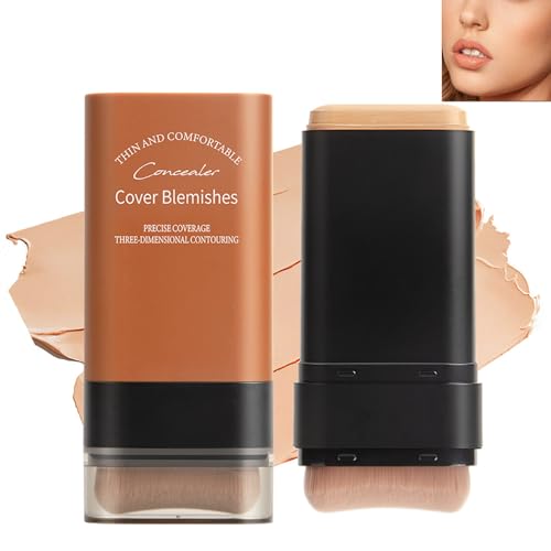 Easy Application Full Coverage Foundation Stick with Built-in Brush, Waterproof Matte Concealer for All Skin Types, Long Lasting Full Coverage Concealer Stick (2#Natural)
