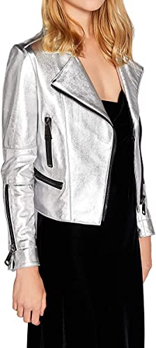 Women's Lambskin Real Leather Stylish Jacket Biker Motorcycle Slim Fit Coat WS0372