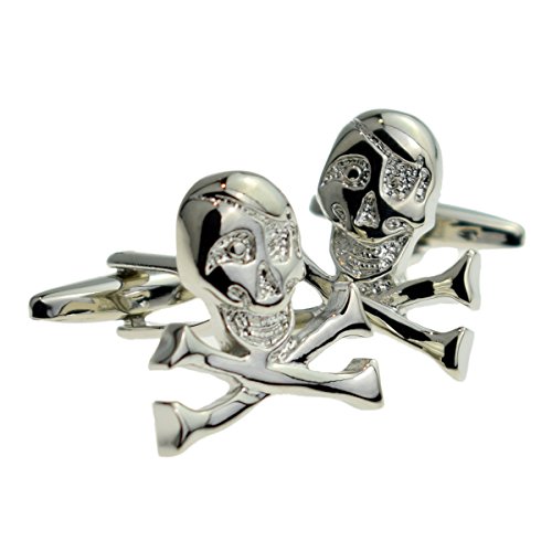 Mancuernillas para hombre con calavera y huesos cruzados miniatura 1