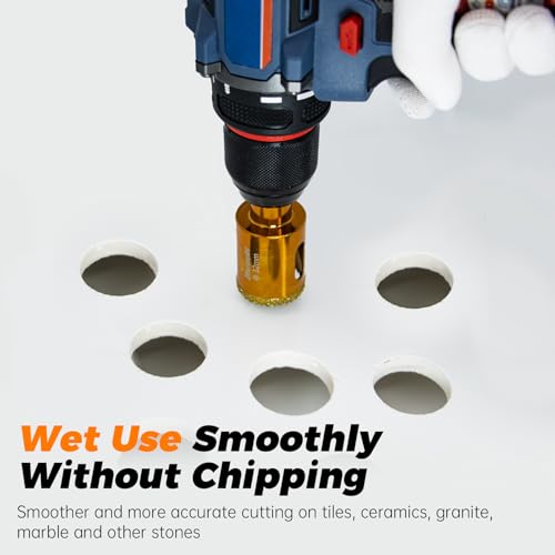 Image of 3 /4 inch Serrated Diamond Hole Saw with 2Pcs Removable Pilot Bits, Easy-Align for Precise Drilling in Porcelain Tile, Ceramic, Granite, Marble and Other Stones (3 /4 inch Tile Drill Bit)