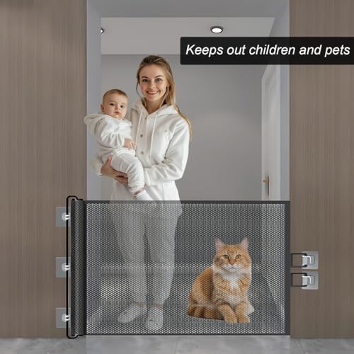 Treppenschutzgitter Türschutzgitter Ausziehbar, Baby Absperrgitter Schutzgitter Treppe für Kinder, Katzen und Hunde, Geeignet für Innen Außenbereich, 130 * 78cm