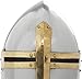 Medieval Warrior Knight Sugarloaf Armor Crusader Helmet with Wooden Display Stand Reenactment Helmet | Cosplay SCA (Silver & Gold)