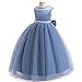 GetWish Girls Sequin Tulle Dress Formal Pageant Sparkly Birthday Party Wedding Guest Ball Gown Dresses with Bow Dusty Blue