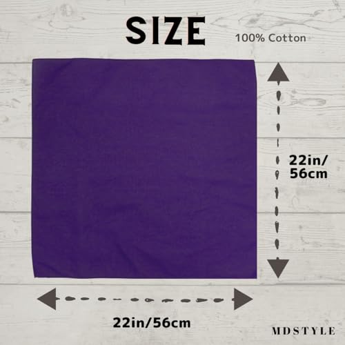 Image of MDSTYLE 100% Cotton Solid Color Bandana for Men & Women 22 inch x 22 inch Handkerchief Headband Scarf