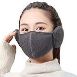 [PALAME] 防寒マスク フェイスカバー 耳当て 2in1 冬 【顔と耳の暖かさ・ゴム付き・自由に呼吸】 耳カバー レディース 通気性 息苦しくない 柔らかい 暖かい 通勤通学 自転車 アウトドア メンズ 男女兼用 (ダークグレー)