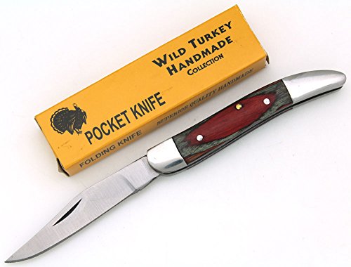 Wild Turkey Handmade Frost Wood Tooth-PickFolding Knife 3.5' Closed Everyday Carry Collectors Item Survival (FW)