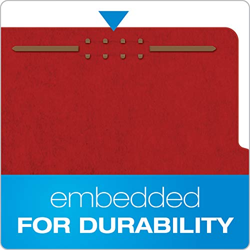 Pendaflex Pressboard Classification File Folders, 3 Dividers, 2" Embedded Fasteners, 2/5 Tab Cut, Letter Size, Bright Red - Image 3