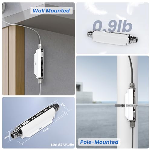 Extensor PoE Gigabit PROCET para exteriores con paso PoE+, protección contra sobretensión de 6 kV, rango de -40 °F a 149 °F, aleación de aluminio, compatible con eero, UniFi, Sisco mmWave Bridge/Access Point y cámaras AI Turret miniatura 4
