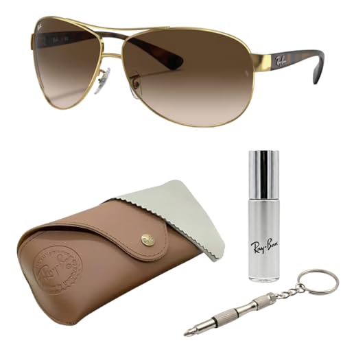Image of Ray-Ban RB3386 Pilot Shaped Sunglasses for Men with Official RAYBAN Eyewear Kit