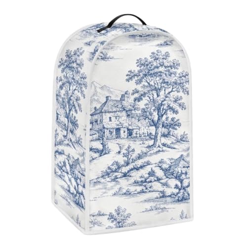 Image of Talayituse Toile De Jouy House Tree Print Blender Dust Cover, Fingerprint Protection Cover for Stand Mixer or Coffee Machine, Home Kitchen Appliance Covers for Stain Dust Resistant Supplies
