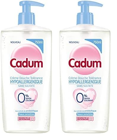 Cadum Crème Douche Tolérance Hypoallergénique Sans Sulfate Probiotique 750ml (Lot de 2)